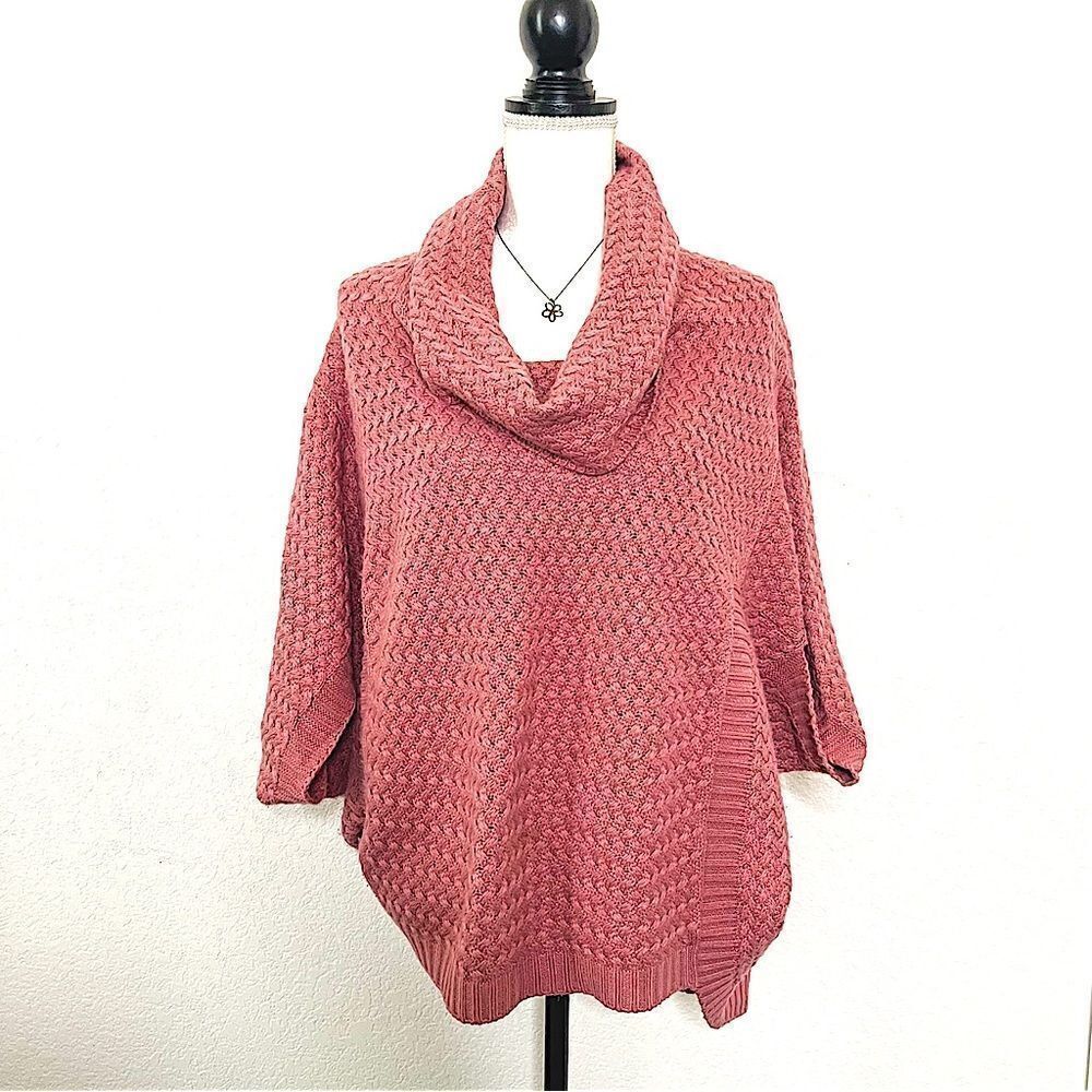 🍋 The Limited • Women’s Dusty Rose Cowl Neck Cable Knit Sweater Size M